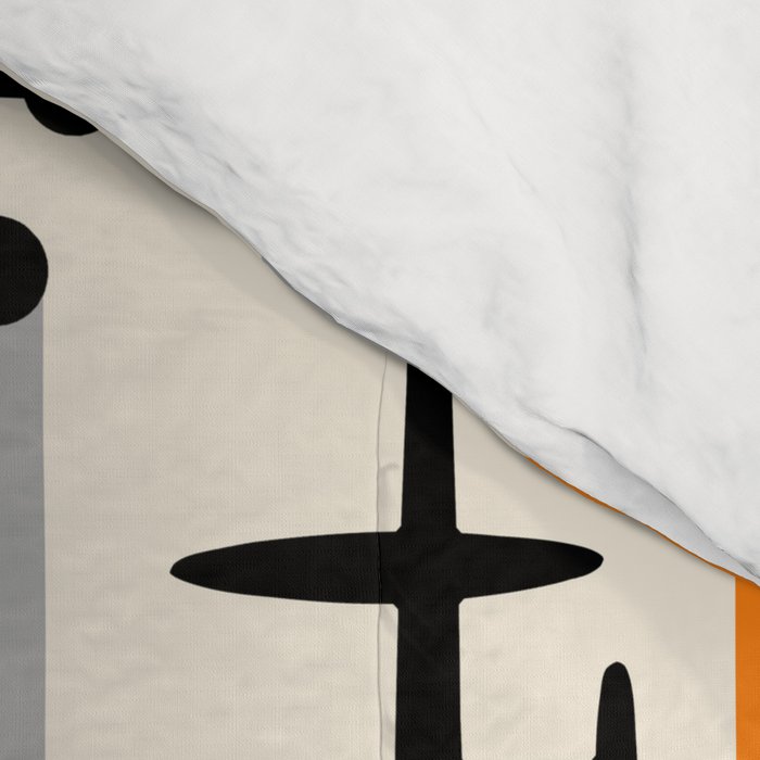 Retro 1950s Style Mid Century Modern Atomic Wing Pattern 834 Googie Orange and Gray Comforter Gallery Image 4