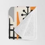 Retro 1950s Style Mid Century Modern Atomic Wing Pattern 834 Googie Orange and Gray Throw Blanket Gallery Image 3