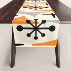 Retro 1950s Style Mid Century Modern Atomic Wing Pattern 834 Googie Orange and Gray Table Runner Gallery Image 1