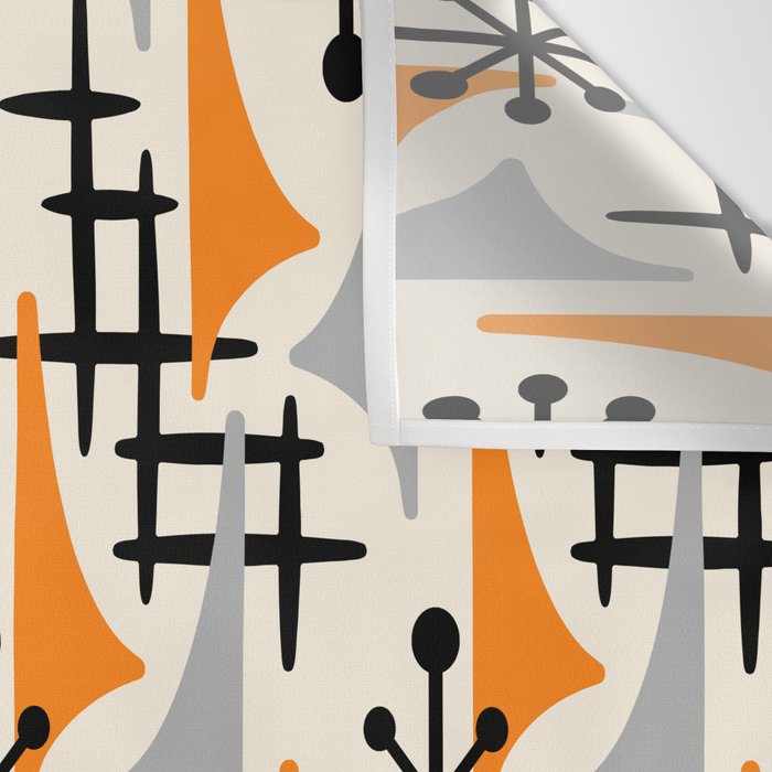 Retro 1950s Style Mid Century Modern Atomic Wing Pattern 834 Googie Orange and Gray Wall Tapestry Gallery Image 3