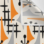 Retro 1950s Style Mid Century Modern Atomic Wing Pattern 834 Googie Orange and Gray Wall Tapestry Gallery Image 3