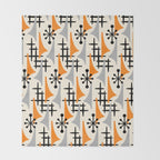 Retro 1950s Style Mid Century Modern Atomic Wing Pattern 834 Googie Orange and Gray Throw Blanket Gallery Image 2