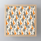 Retro 1950s Style Mid Century Modern Atomic Wing Pattern 834 Googie Orange and Gray Mini Art Print Gallery Image 1