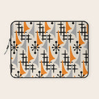 Retro 1950s Style Mid Century Modern Atomic Wing Pattern 834 Googie Orange and Gray Laptop Sleeve Gallery Image 1