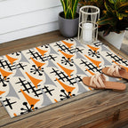 Retro 1950s Style Mid Century Modern Atomic Wing Pattern 834 Googie Orange and Gray Outdoor Rug Gallery Image 2