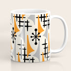 Retro 1950s Style Mid Century Modern Atomic Wing Pattern 834 Googie Orange and Gray Coffee Mug Gallery Image 1