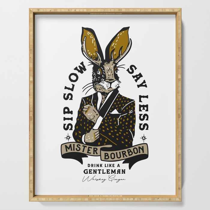 Mister Bourbon: Drink Like A Gentleman Jackalope Design Serving Tray Gallery Image 1