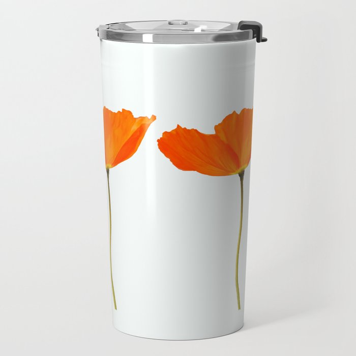 Three Orange Poppy Flowers White Background  Travel Mug Gallery Image 2