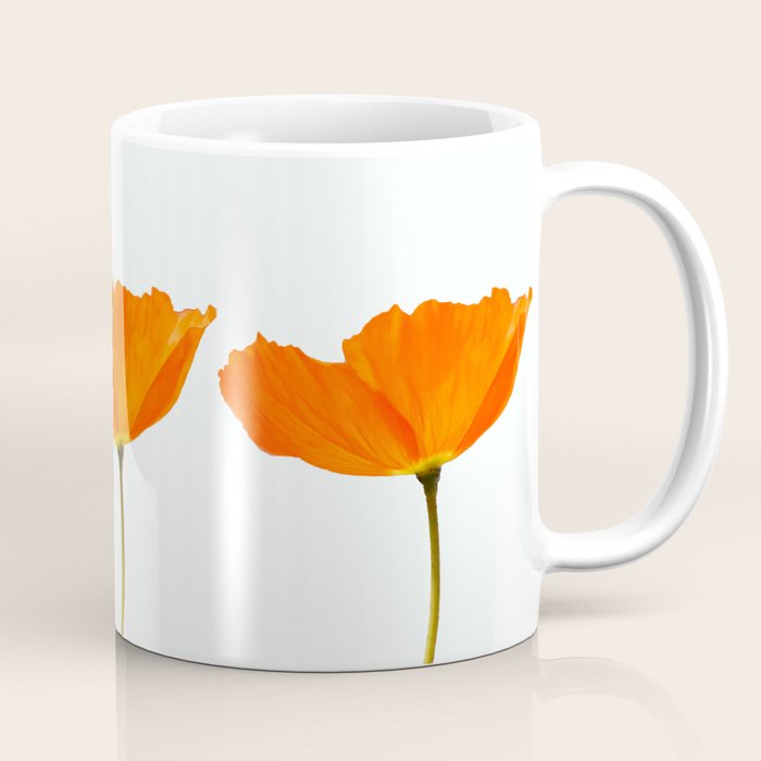 Three Orange Poppy Flowers White Background  Coffee Mug Gallery Image 1