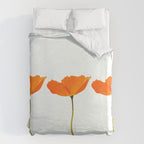 Three Orange Poppy Flowers White Background  Duvet Cover Gallery Image 6