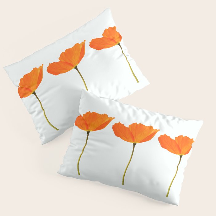 Three Orange Poppy Flowers White Background  Pillow Sham Gallery Image 3