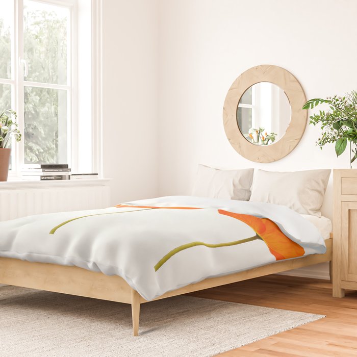 Three Orange Poppy Flowers White Background  Duvet Cover Gallery Image 2