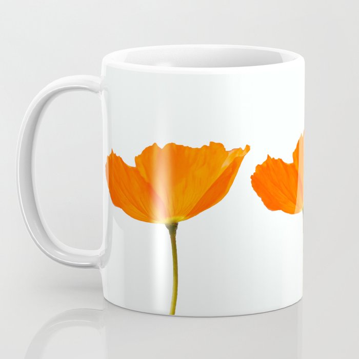 Three Orange Poppy Flowers White Background  Coffee Mug Gallery Image 3