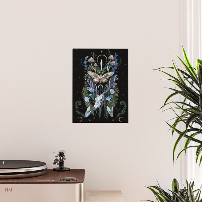 Deer Skull Crystals Garden Poster Gallery Image 2