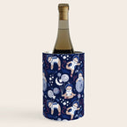Best Space To Be // navy blue background indigo moons and cute astronauts sloths Wine Chiller Gallery Image 2