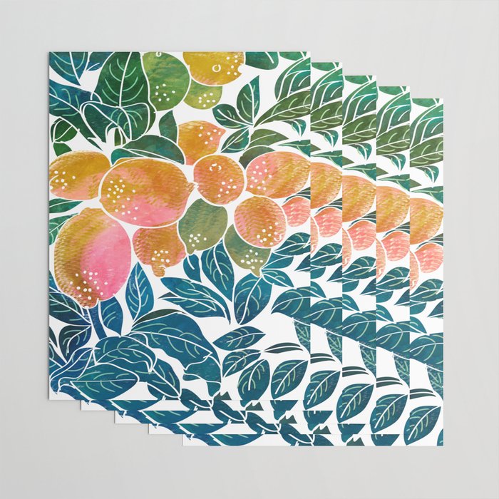 Lemons | Watercolor Modern Boho Botanical Painting | Pastel Summer Jungle Garden Juicy Fresh Wrapping Paper Gallery Image 3