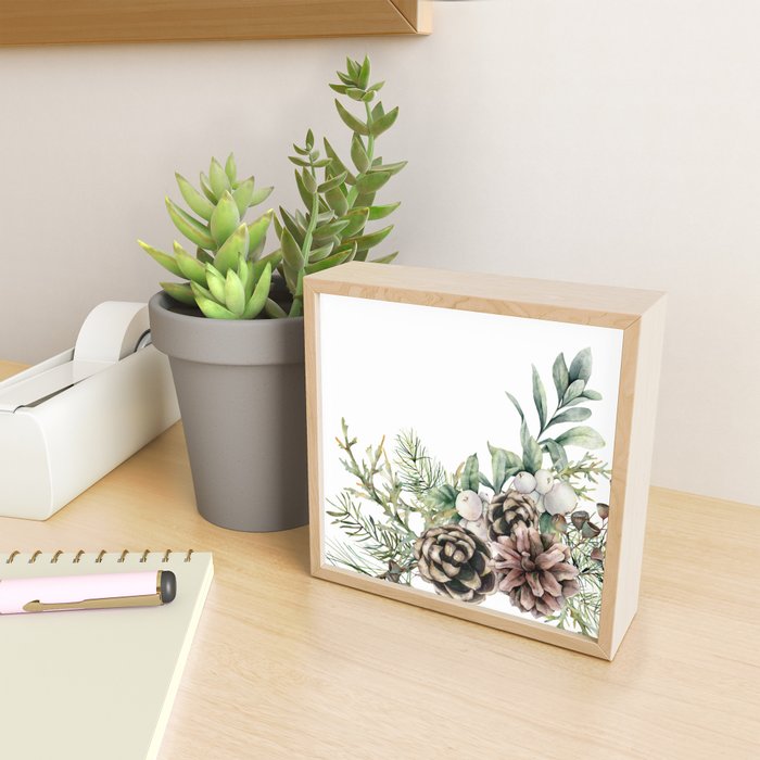 Christmas Pine Bouquet, Watercolor Floral Prints Mini Art Print Gallery Image 2