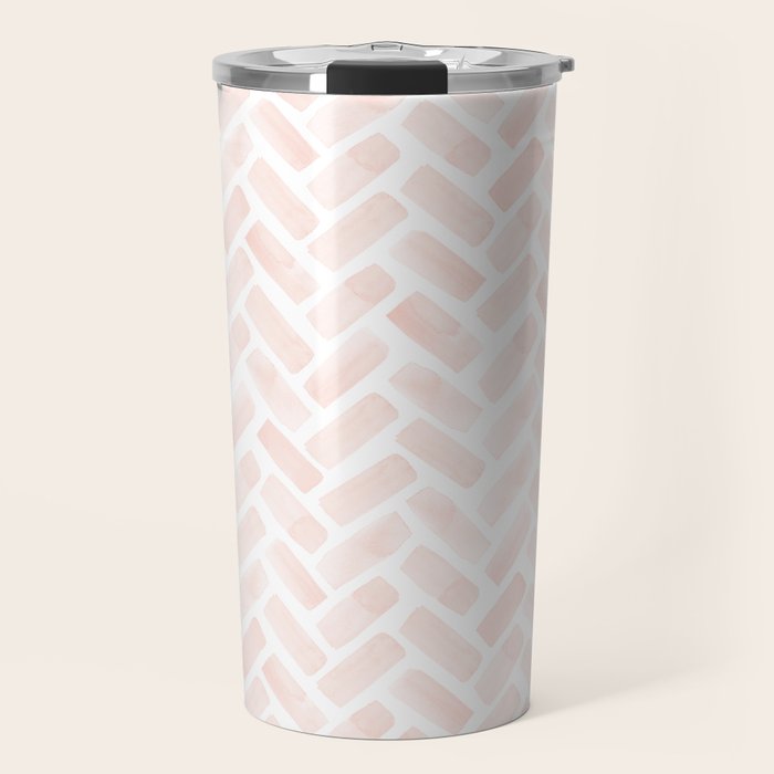 watercolor herringbone - light pink Travel Mug Gallery Image 1