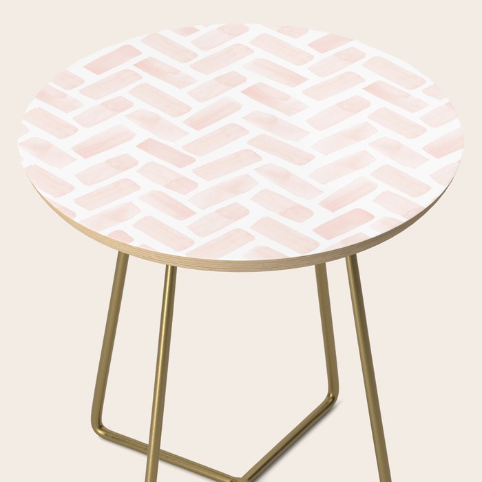 watercolor herringbone - light pink Side Table Gallery Image 2