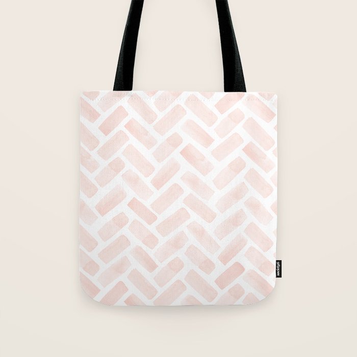 watercolor herringbone - light pink Tote Bag Gallery Image 1
