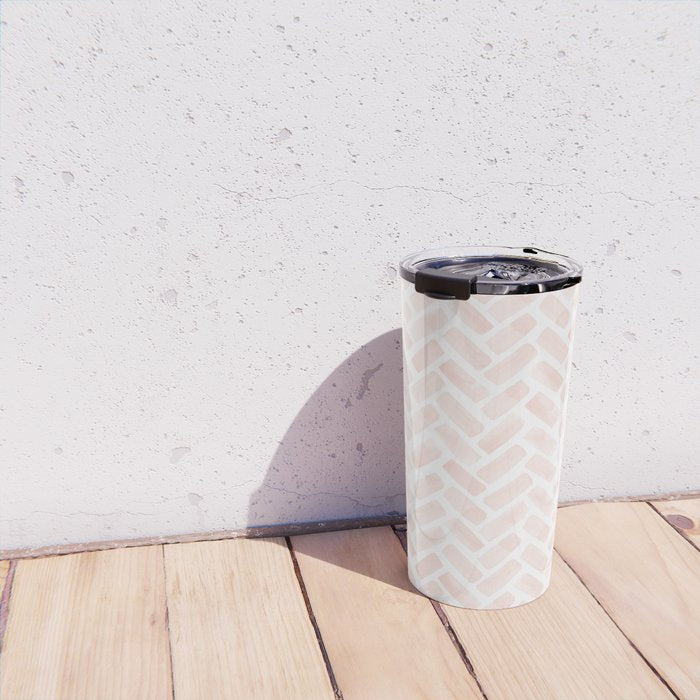 watercolor herringbone - light pink Travel Mug Gallery Image 4