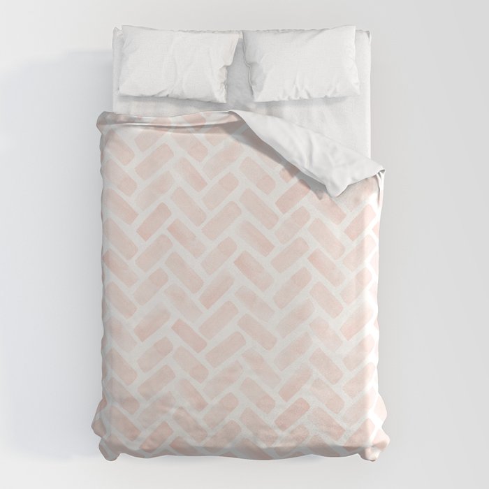 watercolor herringbone - light pink Duvet Cover Gallery Image 1