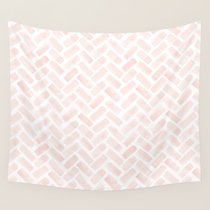 watercolor herringbone - light pink Wall Tapestry Gallery Image 1