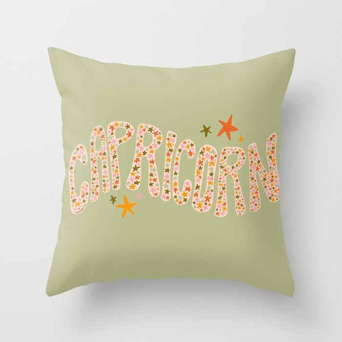 Starry Capricorn Throw Pillow Gallery Image 1