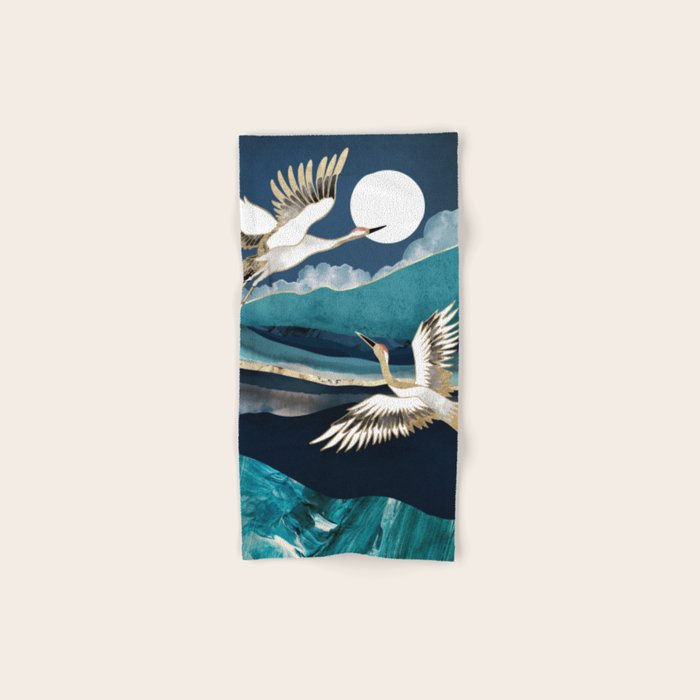 Midnight Cranes Bath Towel Gallery Image 1