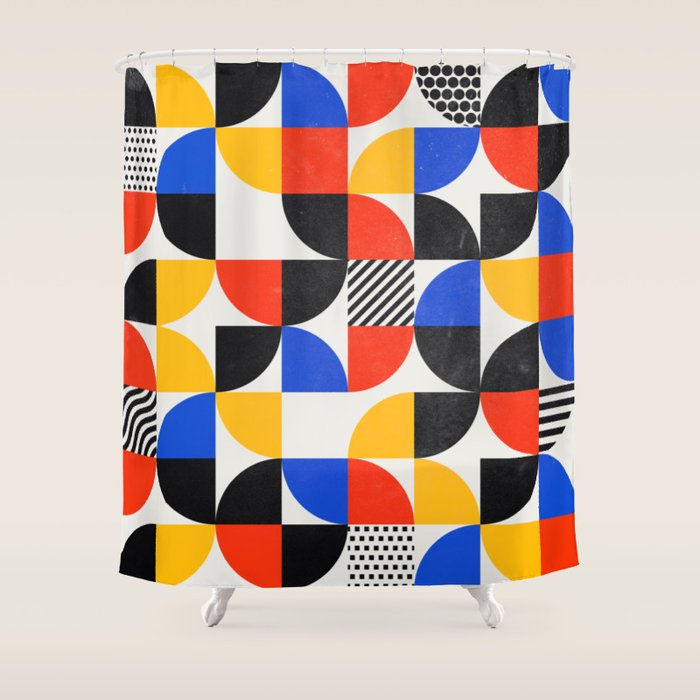 Shape & Pattern Study: Mid-Century Bauhaus Series Shower Curtain Gallery Image 1