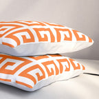 Orange and White Greek Key Pillow Sham Gallery Image 3