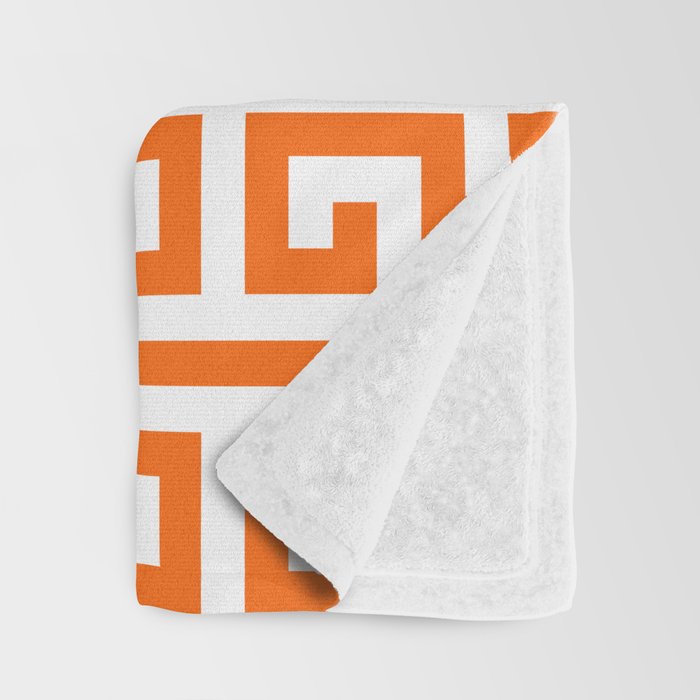 Orange and White Greek Key Throw Blanket Gallery Image 3