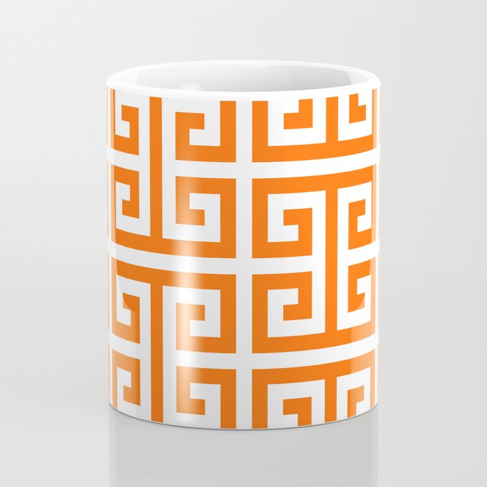 Orange and White Greek Key Coffee Mug Gallery Image 4