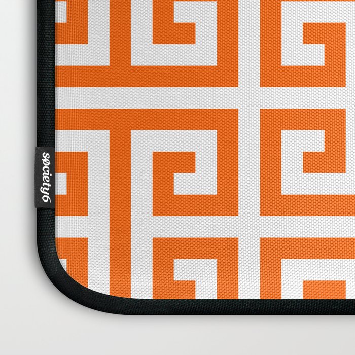 Orange and White Greek Key Laptop Sleeve Gallery Image 3