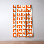 Orange and White Greek Key Window Curtain Gallery Image 3