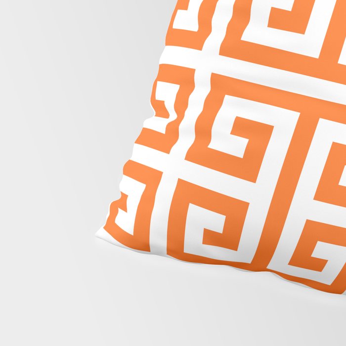 Orange and White Greek Key Pillow Sham Gallery Image 4