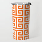Orange and White Greek Key Travel Mug Gallery Image 2