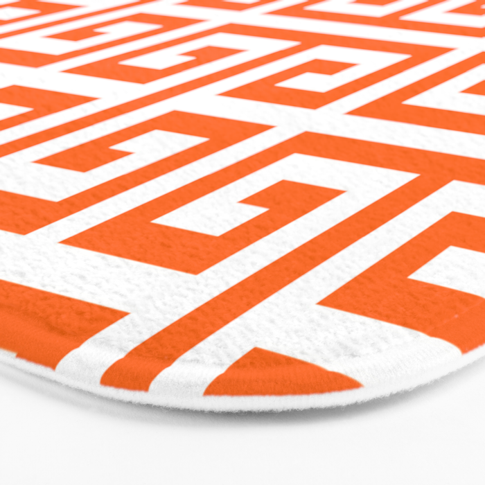 Orange and White Greek Key Bath Mat Gallery Image 3