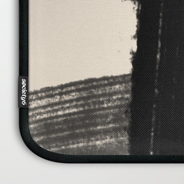 Abstract Minimalist Painted Brushstrokes in Black and Almond Cream 1 Laptop Sleeve Gallery Image 3