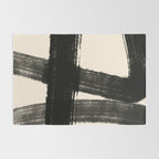 Abstract Minimalist Painted Brushstrokes in Black and Almond Cream 1 Rug Gallery Image 2