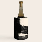 Abstract Minimalist Painted Brushstrokes in Black and Almond Cream 1 Wine Chiller Gallery Image 1
