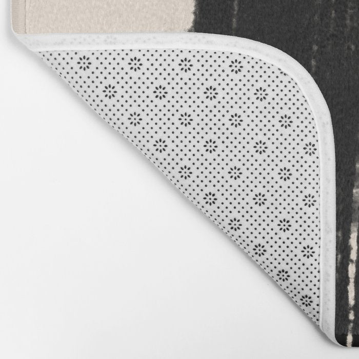 Abstract Minimalist Painted Brushstrokes in Black and Almond Cream 1 Bath Mat Gallery Image 2