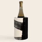 Abstract Minimalist Painted Brushstrokes in Black and Almond Cream 1 Wine Chiller Gallery Image 2