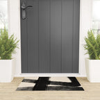 Abstract Minimalist Painted Brushstrokes in Black and Almond Cream 1 Welcome Mat Gallery Image 3
