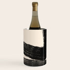 Abstract Minimalist Painted Brushstrokes in Black and Almond Cream 1 Wine Chiller Gallery Image 3