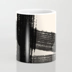Abstract Minimalist Painted Brushstrokes in Black and Almond Cream 1 Coffee Mug Gallery Image 4