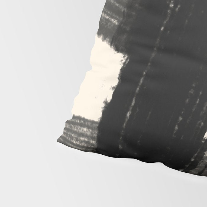 Abstract Minimalist Painted Brushstrokes in Black and Almond Cream 1 Pillow Sham Gallery Image 4