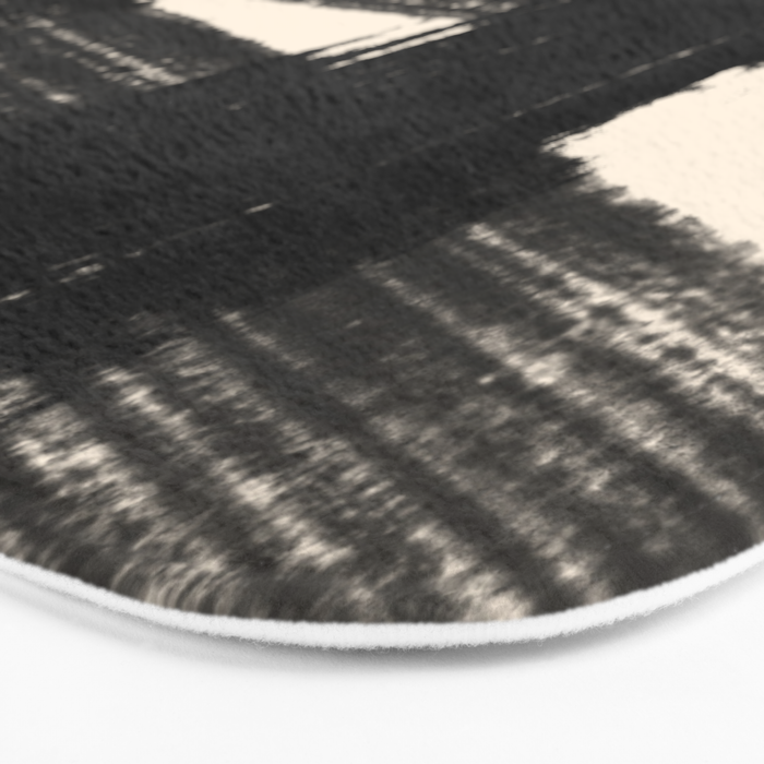 Abstract Minimalist Painted Brushstrokes in Black and Almond Cream 1 Bath Mat Gallery Image 3