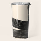 Abstract Minimalist Painted Brushstrokes in Black and Almond Cream 1 Travel Mug Gallery Image 2