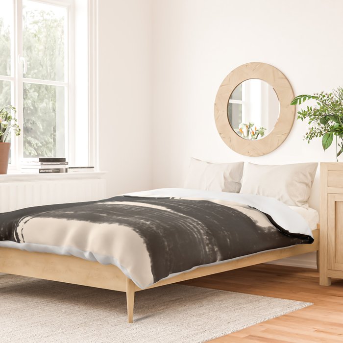 Abstract Minimalist Painted Brushstrokes in Black and Almond Cream 1 Duvet Cover Gallery Image 2